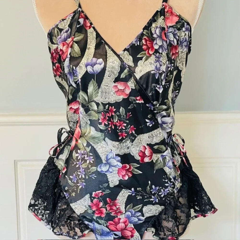 Vintage Victoria’s Secret Gold Label Teddy Romper Lace Floral Satin Dainty Med - Picture 3 of 13